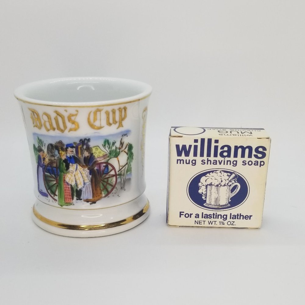Vintage German KCI Porcelain Shaving Mug Horse & Buggy W/1 Williams Mug Soap